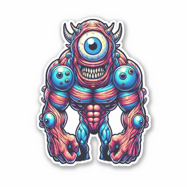 Neon Cyclops Monster Sticker (Front)