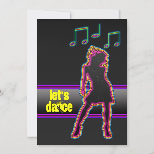 Neon Dance - Let's Dance Invitations (Front)