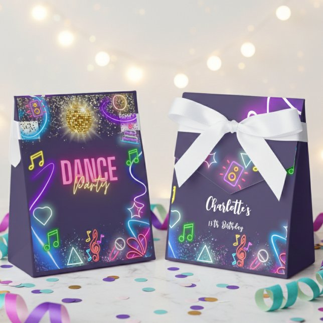 Neon dance party birthday favour box (Creator Uploaded)