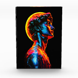 Neon David Statue  Photo Block