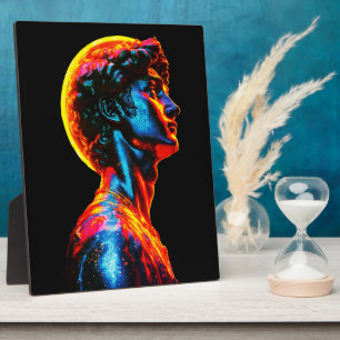 Neon David Statue Plaque