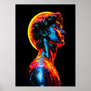 Neon David Statue  Poster