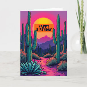 Neon Desert Birthday Card
