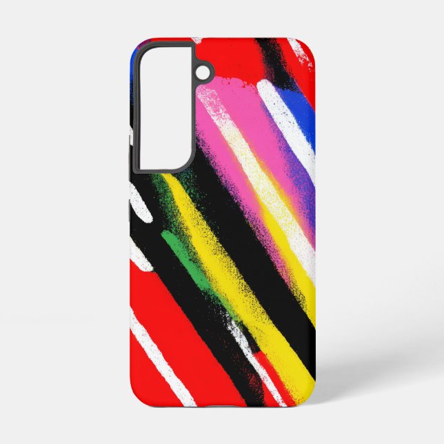 Neon Diagonal Stripe Color Clash Samsung Galaxy S22 Case (Back)