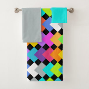 Neon Diamonds Bath Towel Set