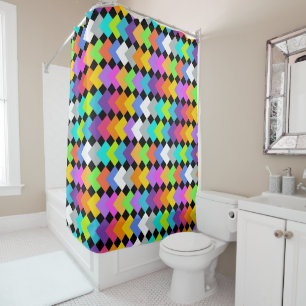 Neon Diamonds Shower Curtain