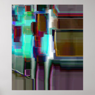 "Neon" Digital Abstract Art Poster