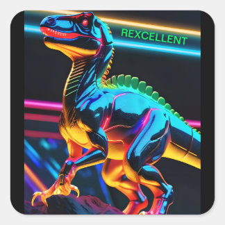 Neon /Diinosaur Square Stickers
