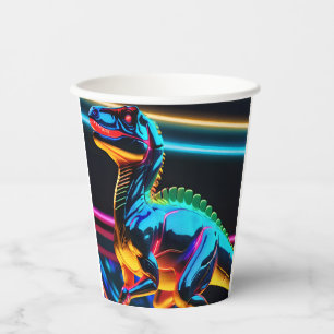 Neon Dinosaur Boy Birthday Paper Cups