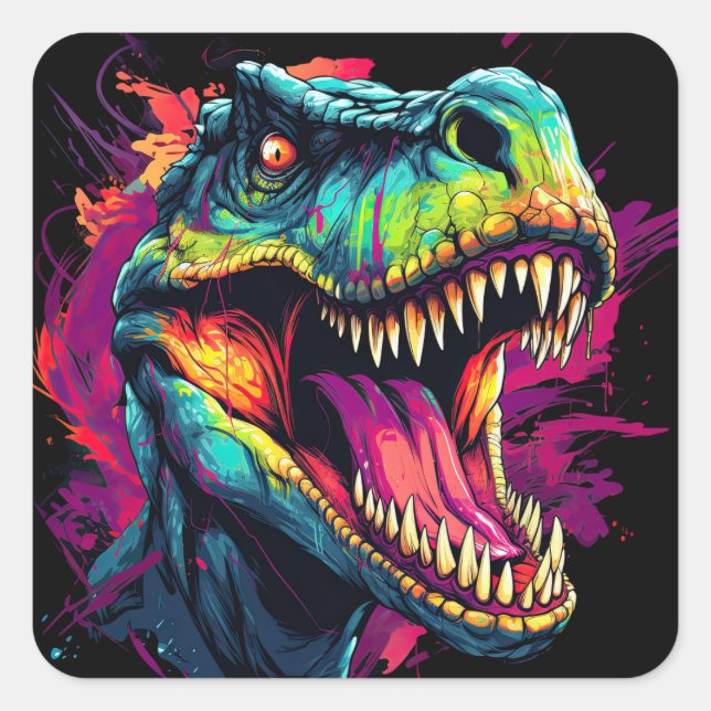 NEON DINOSAUR Sticker in Bright, Vibrant Colours (Front)