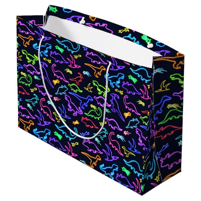 Neon Dinosaurs  Large Gift Bag (Back Angled)
