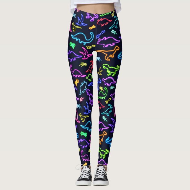 Neon Dinosaurs Leggings (Front)