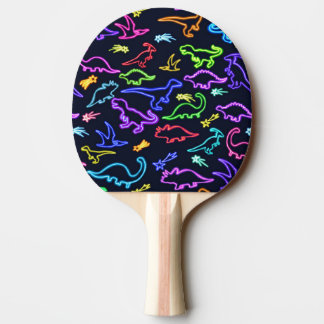 Neon Dinosaurs Ping Pong Paddle