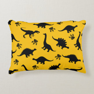 Neon dinosaurs, urban grunge pattern decorative cushion