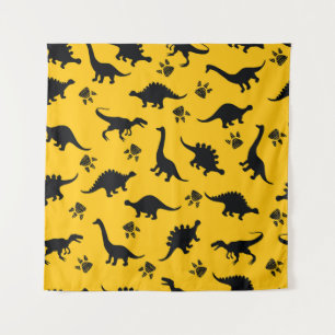 Neon dinosaurs, urban grunge pattern tapestry