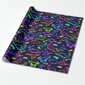 Neon Dinosaurs Wrapping Paper