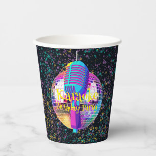 Neon Disco Ball Karaoke Birthday Party Paper Cups