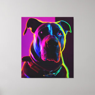 neon dog canvas print