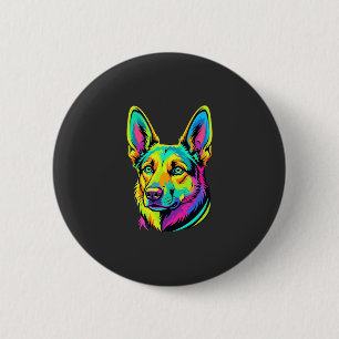 Neon Dog Colourful Vector Portrait 6 Cm Round Badge