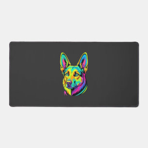 Neon Dog Colourful Vector Portrait Desk Mat