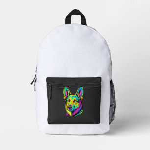 Neon Dog Colourful Vector Portrait Printed Backpack