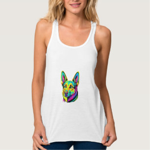 Neon Dog Colourful Vector Portrait Singlet