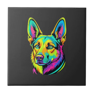 Neon Dog Colourful Vector Portrait Tile
