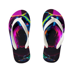 neon dog kid's jandals