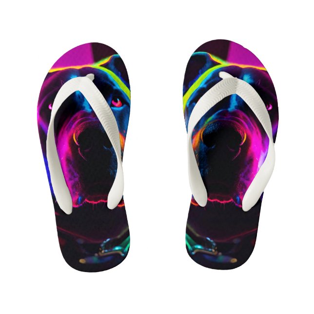 neon dog kid's jandals (Footbed)