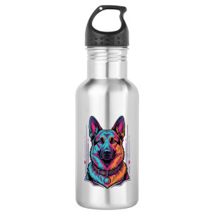 Neon Dog Portrait Vintage Engraving Graphic_1 532 Ml Water Bottle