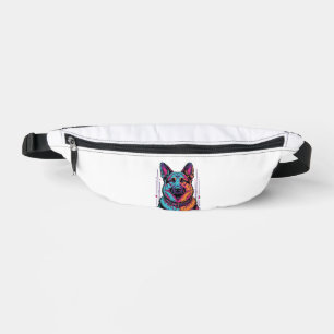 Neon Dog Portrait Vintage Engraving Graphic_1 Bum Bags