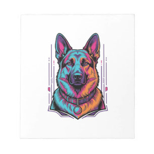 Neon Dog Portrait Vintage Engraving Graphic_1 Notepad