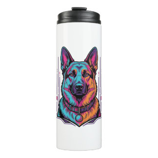 Neon Dog Portrait Vintage Engraving Graphic_1 Thermal Tumbler