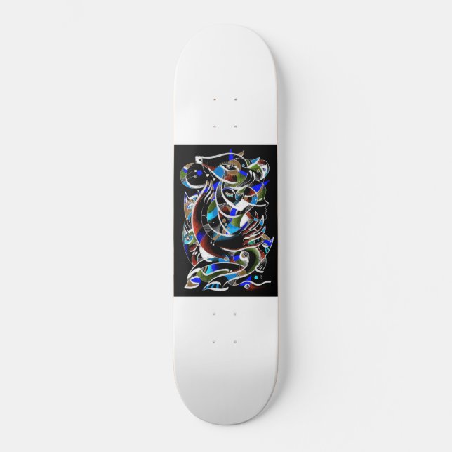 Neon dog skateboard deck (Front)