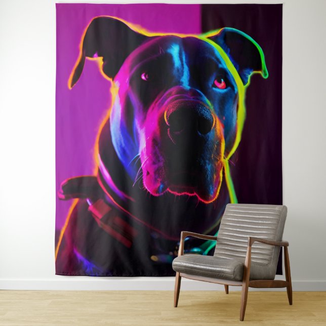 neon dog tapestry (In Situ)