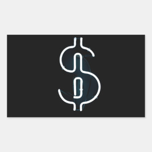 Neon Dollar Sign Rectangular Sticker
