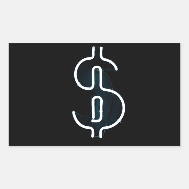 Neon Dollar Sign Rectangular Sticker (Front)