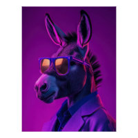 Neon Donkey Boss: Retrowave Animal Portrait - Synt