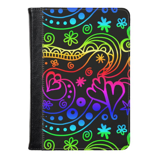 Neon Doodle Art Kindle Fire Folio Case (Front Closed)
