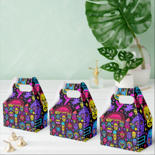 Neon Doodle Faces – Vibrant Street Art Pattern Favour Box