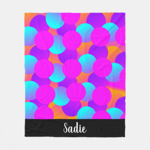 Neon Dots Kids Bubbles Ombre Pattern Fleece Blanket