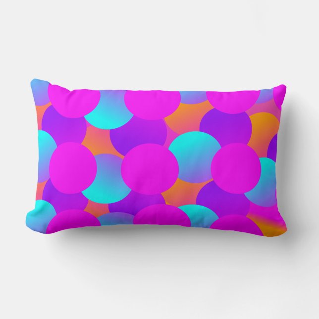 Neon Dots Kids Bubbles Ombre Pattern Lumbar Cushion (Front)