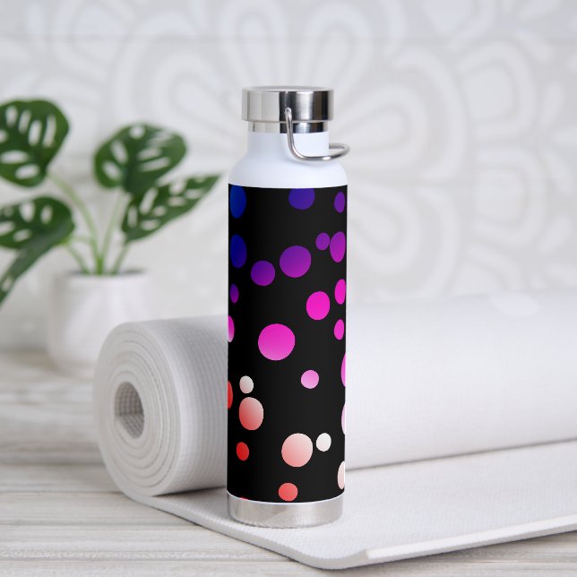 Neon Dots On Black Water Bottle (Yoga)
