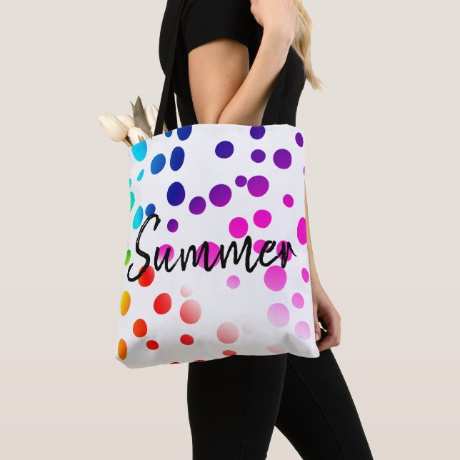 Neon Dots with Summer Text  Tote Bag (Close Up)
