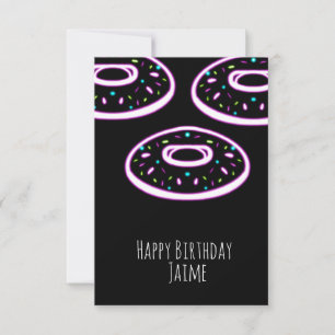 Neon Doughnuts Sprinkles Birthday Party Black Card