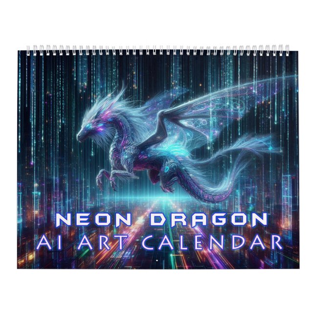 Neon Dragon AI Art Calendar (Cover)
