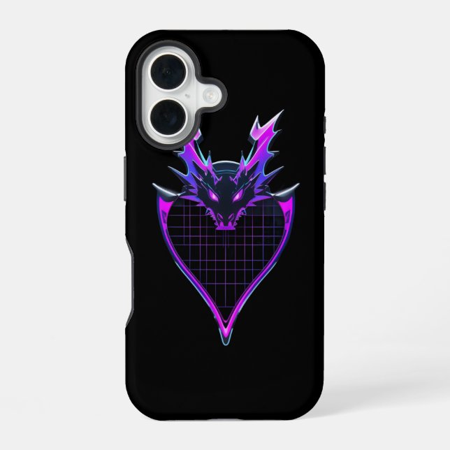 Neon dragon art iPhone 16 case (Back)
