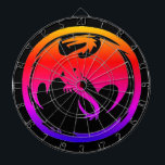 Neon Dragon black dartboard<br><div class="desc">Neon Dragon dartboards are for darts players who are fantasy fans, roleplay gamers, Renaissance Fairs, Sword & Sorcery, pagans, dragon collectors, cosplayers, and people who simply like dragons. Neon Dragon is Steamy Raimon original tribal art.</div>