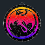 Neon Dragon black dartboard<br><div class="desc">Neon Dragon dartboards are for darts players who are fantasy fans,  roleplay gamers,  Renaissance Fairs,  Sword & Sorcery,  pagans,  dragon collectors,  cosplayers,  and people who simply like dragons. Neon Dragon is Steamy Raimon original tribal art.</div>