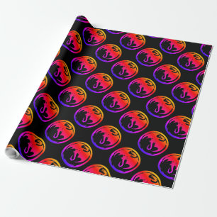 Neon Dragon black matte wrapping paper medium